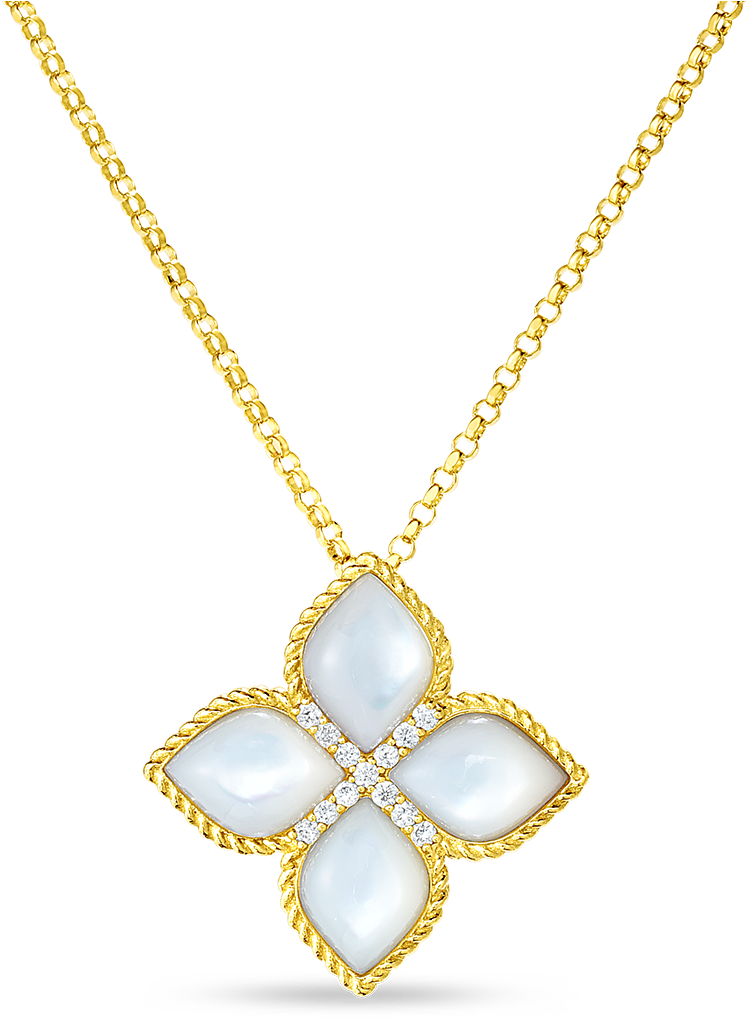 Princess Mother Of Pearl & Diamond Necklace - Locket Clipart (1717x1290), Png Download