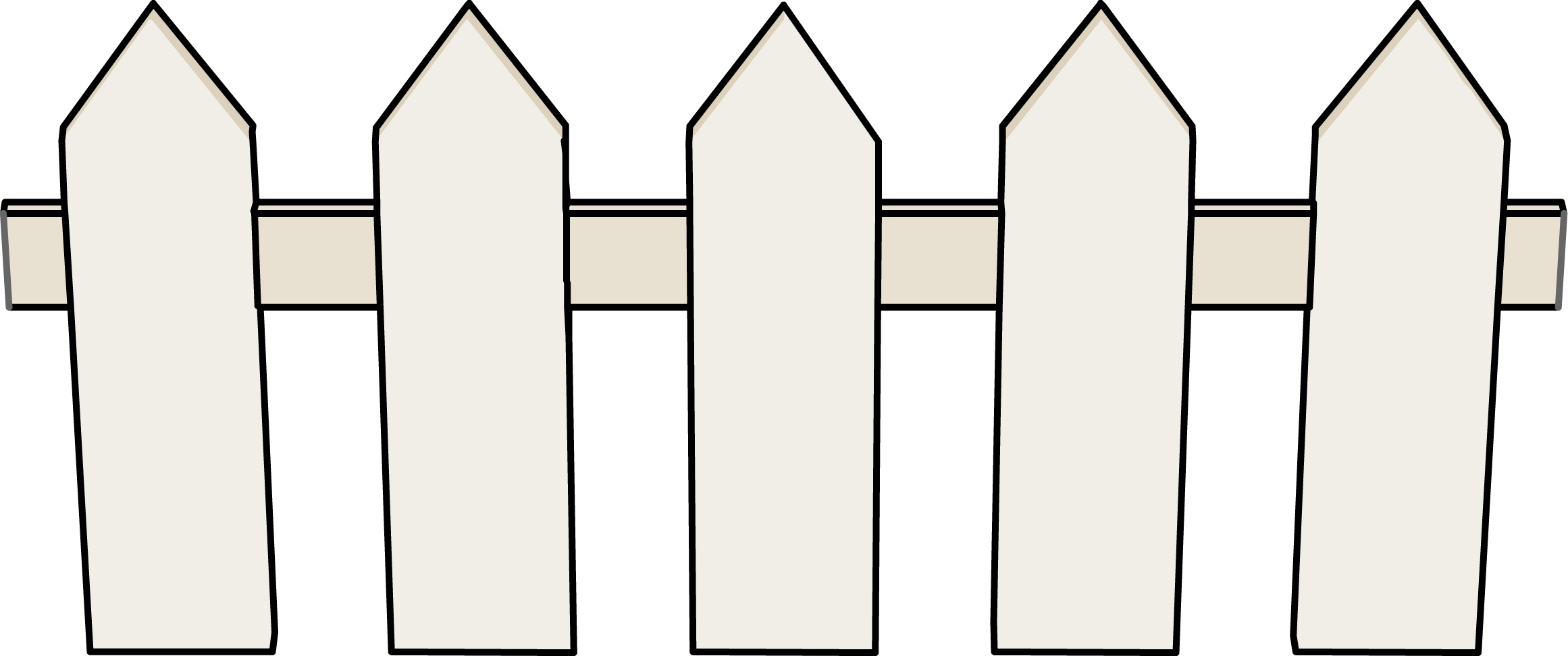 2322 X 971 7 - Picket Fence Clipart (2322x971), Png Download