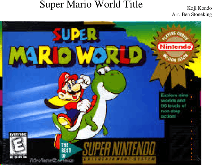 Super Mario World- Title Sheet Music For Flute, Clarinet, - Super Mario World Snes Box Clipart (850x1100), Png Download
