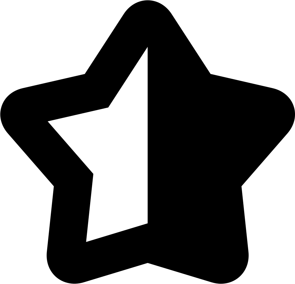 Star Shape Symbol With Half Black And Half White Comments - Metade De Uma Estrela Clipart (981x946), Png Download