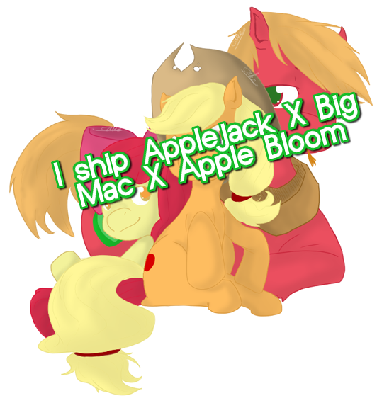 I Ship Applejack X Big Mac X Apple Bloom, And Its One - Big Mac X Applebloom Clipart (545x572), Png Download