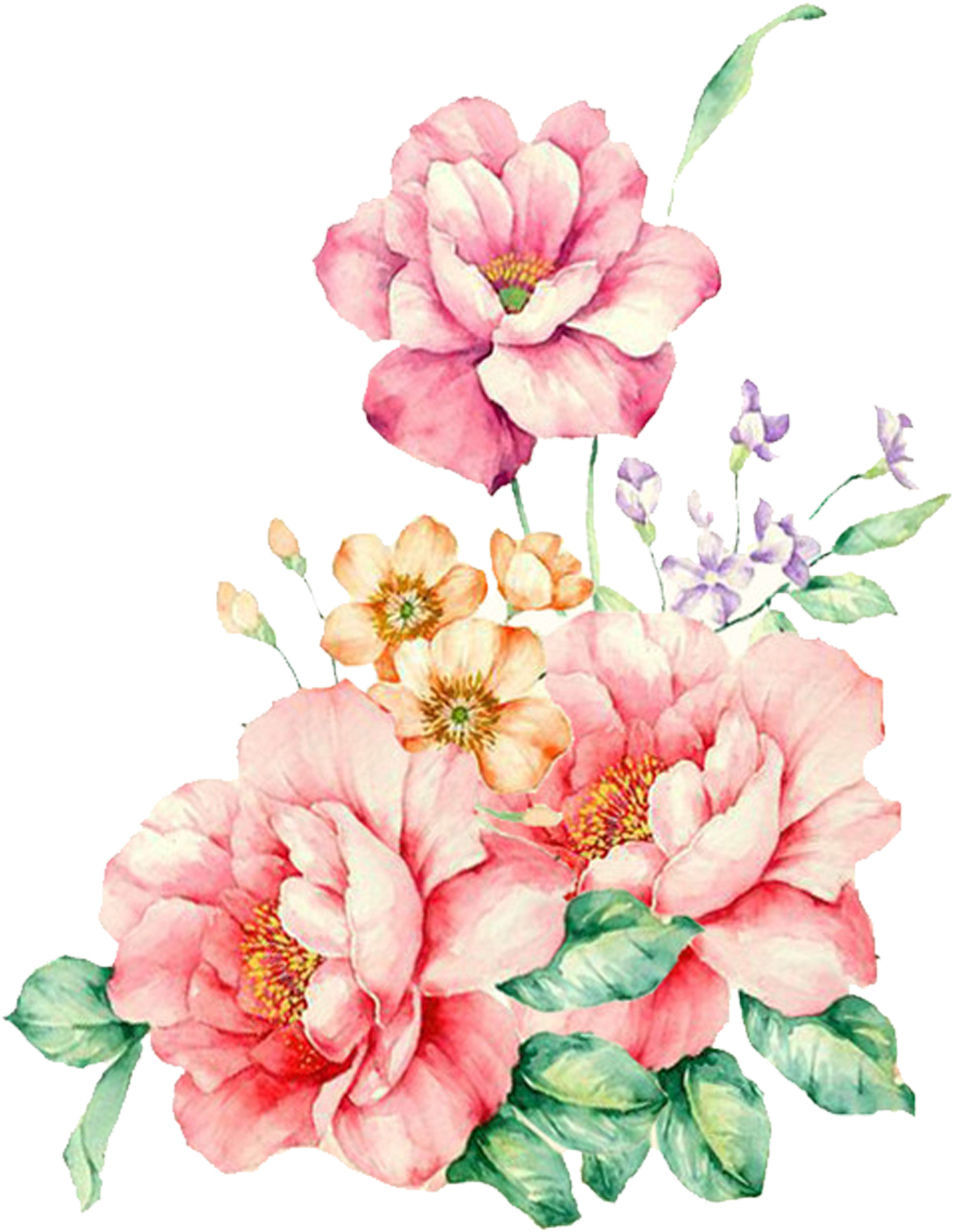 Pink Decorative Flower Watercolor Flowers Painting - Flower Watercolor Painting Png Clipart (1837x1896), Png Download