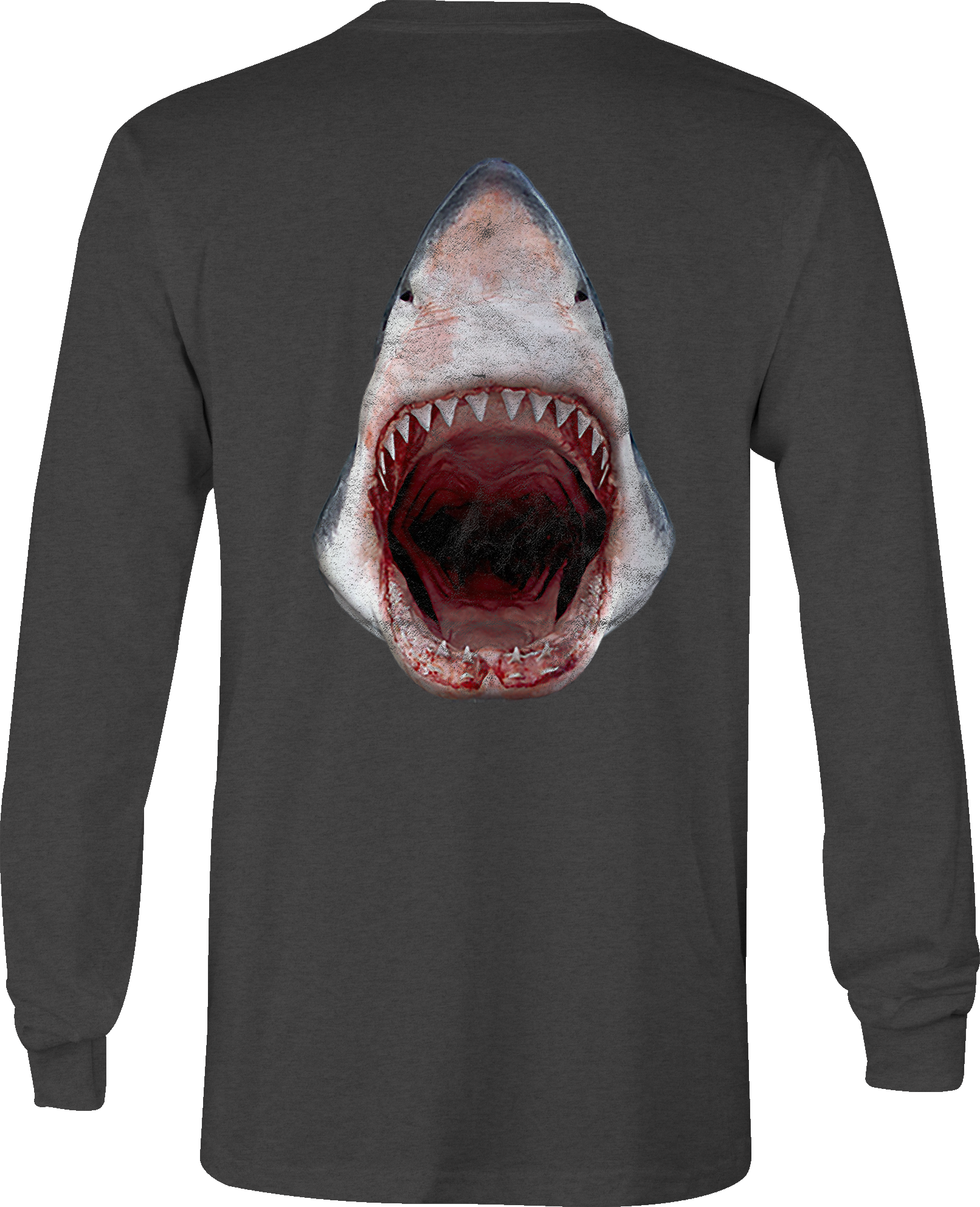 Image Is Loading Long Sleeve Tshirt Shark Attack Ocean - Great White Shark Clipart (1612x1984), Png Download