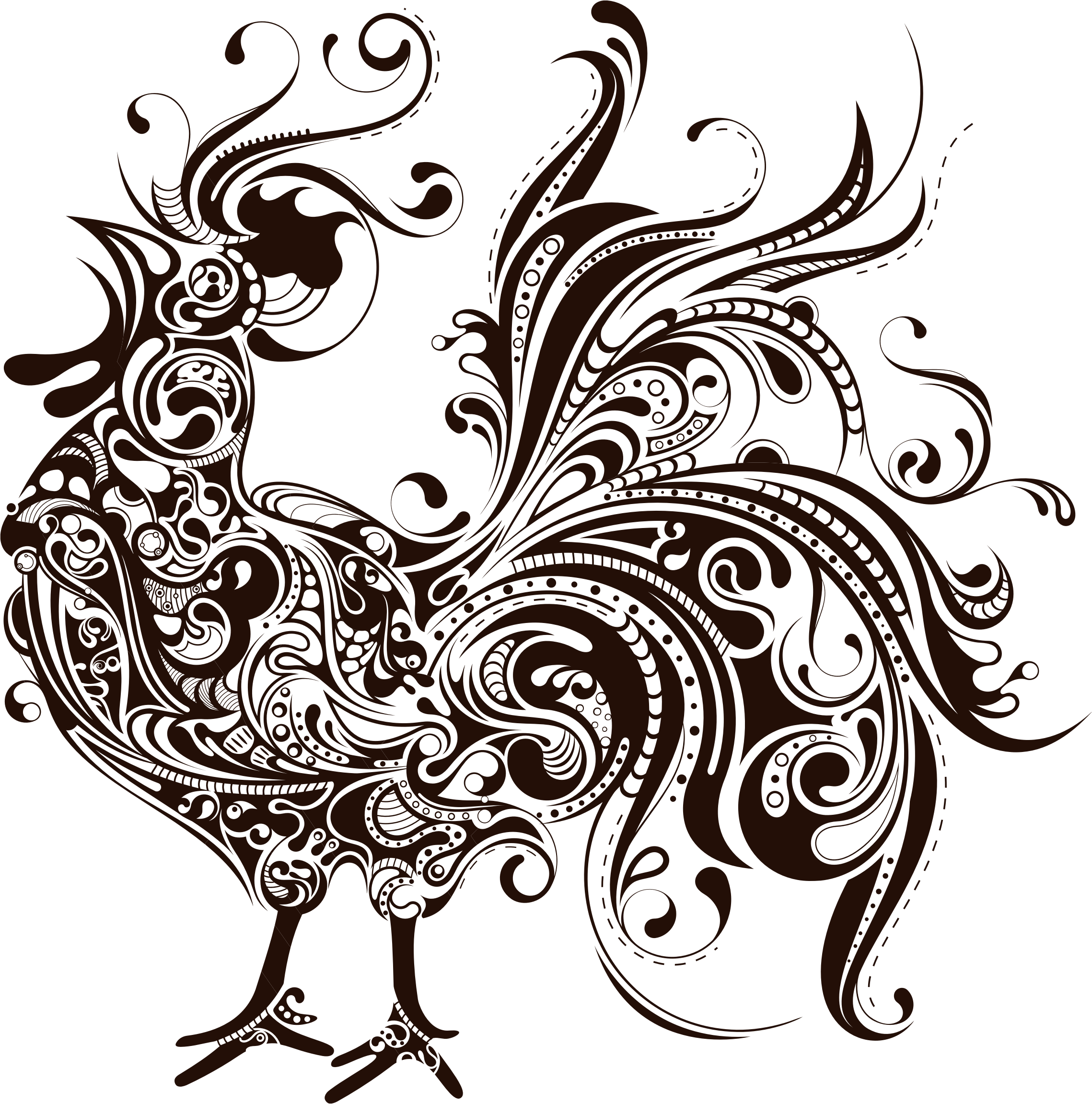 Clipart Designs Book - Abstract Rooster Silhouette - Png Download (2278x2302), Png Download