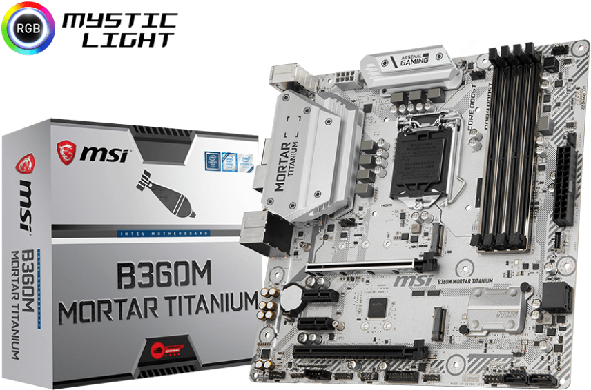 Msi B360m Mortar Titanium Blast Away The Competition - Msi H310m Gaming Arctic Clipart (1024x819), Png Download