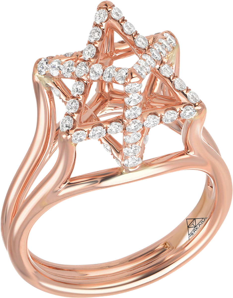 Merkaba Light Rose Gold Ring With Diamonds - Engagement Ring Clipart (1200x1200), Png Download