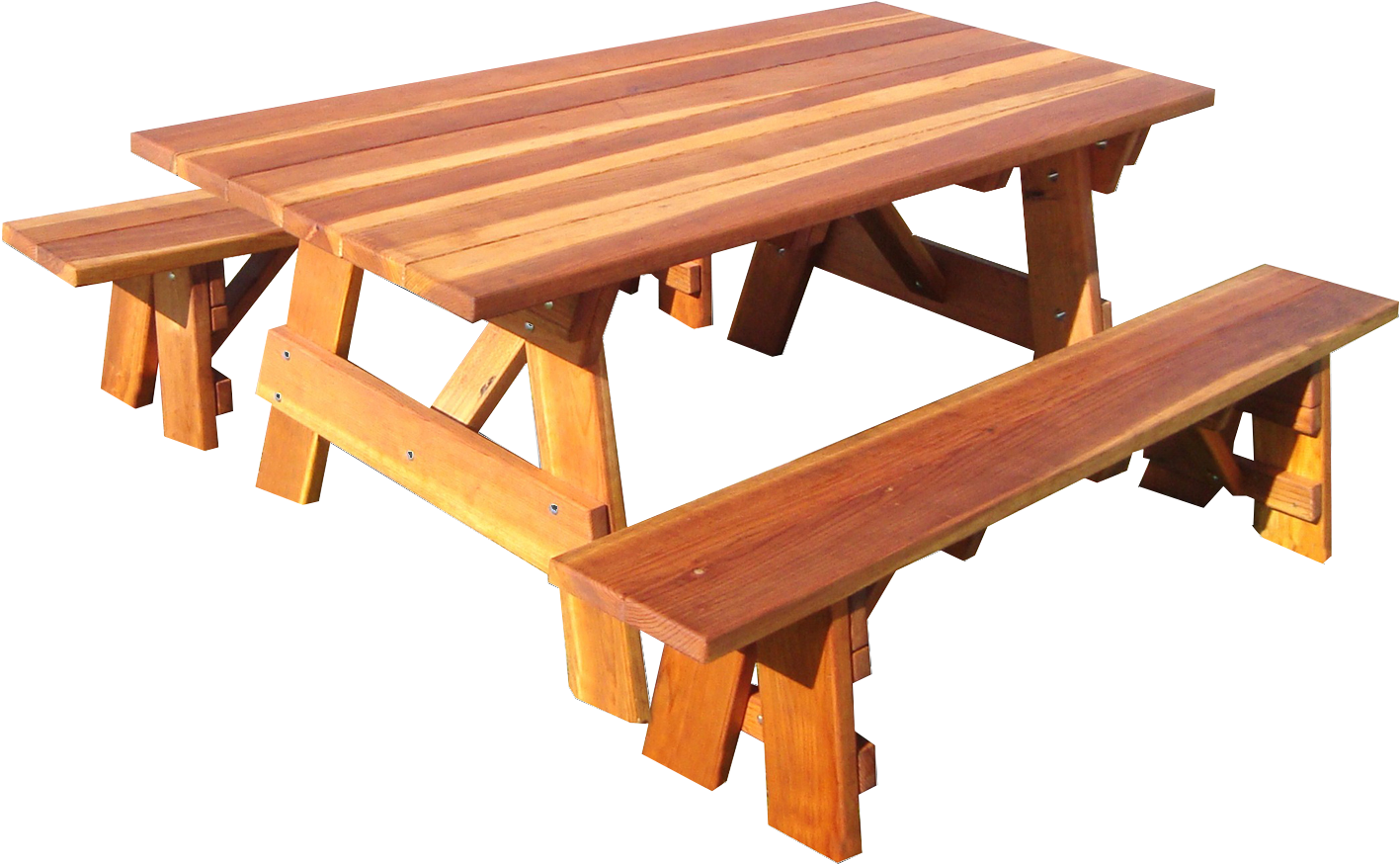Outdoor 1905 Super Deck Finished 6 Ft - Rustic Redwood Picnic Tables Clipart (1444x912), Png Download