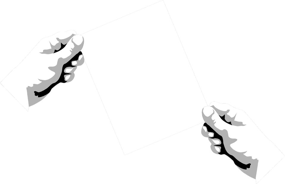 Card Blank Free Stock - Hand With Black Paper Clipart (958x618), Png Download