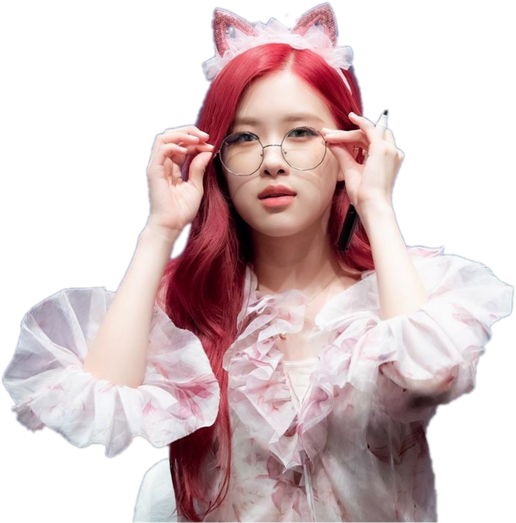 Rose Blackpink Kpop Girl Ears Pinkwhite Red Hair Freeto - Rose Blackpink Red Hair Clipart (1024x1035), Png Download