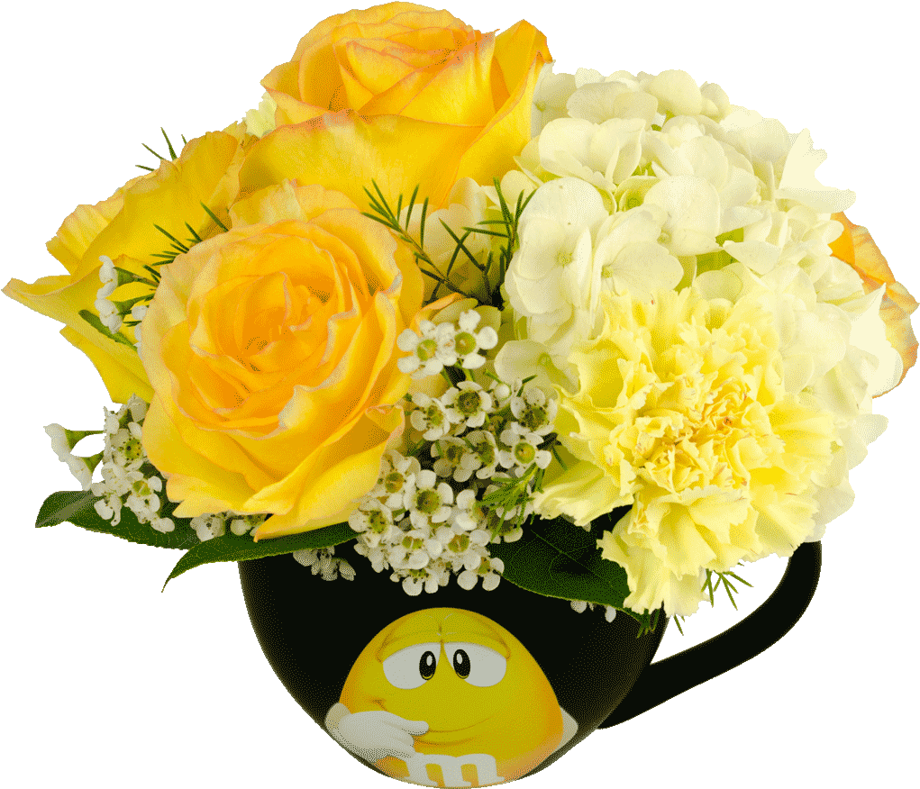 Yellow Character Cappuccino Flower Mug Clipart (1024x1024), Png Download