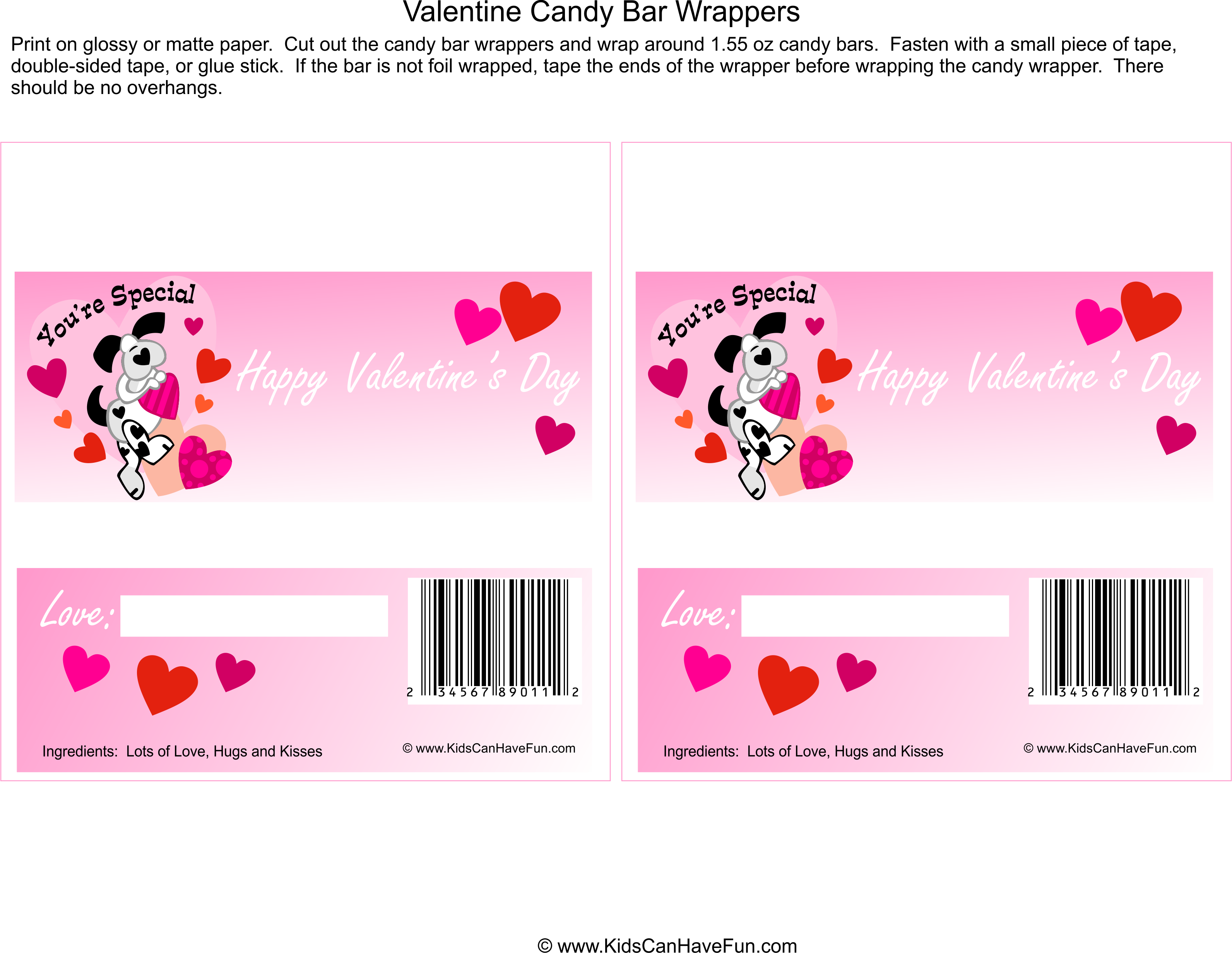 Free Printable Valentine Candy Wrapper Templates 160089 Clipart (3184x2463), Png Download