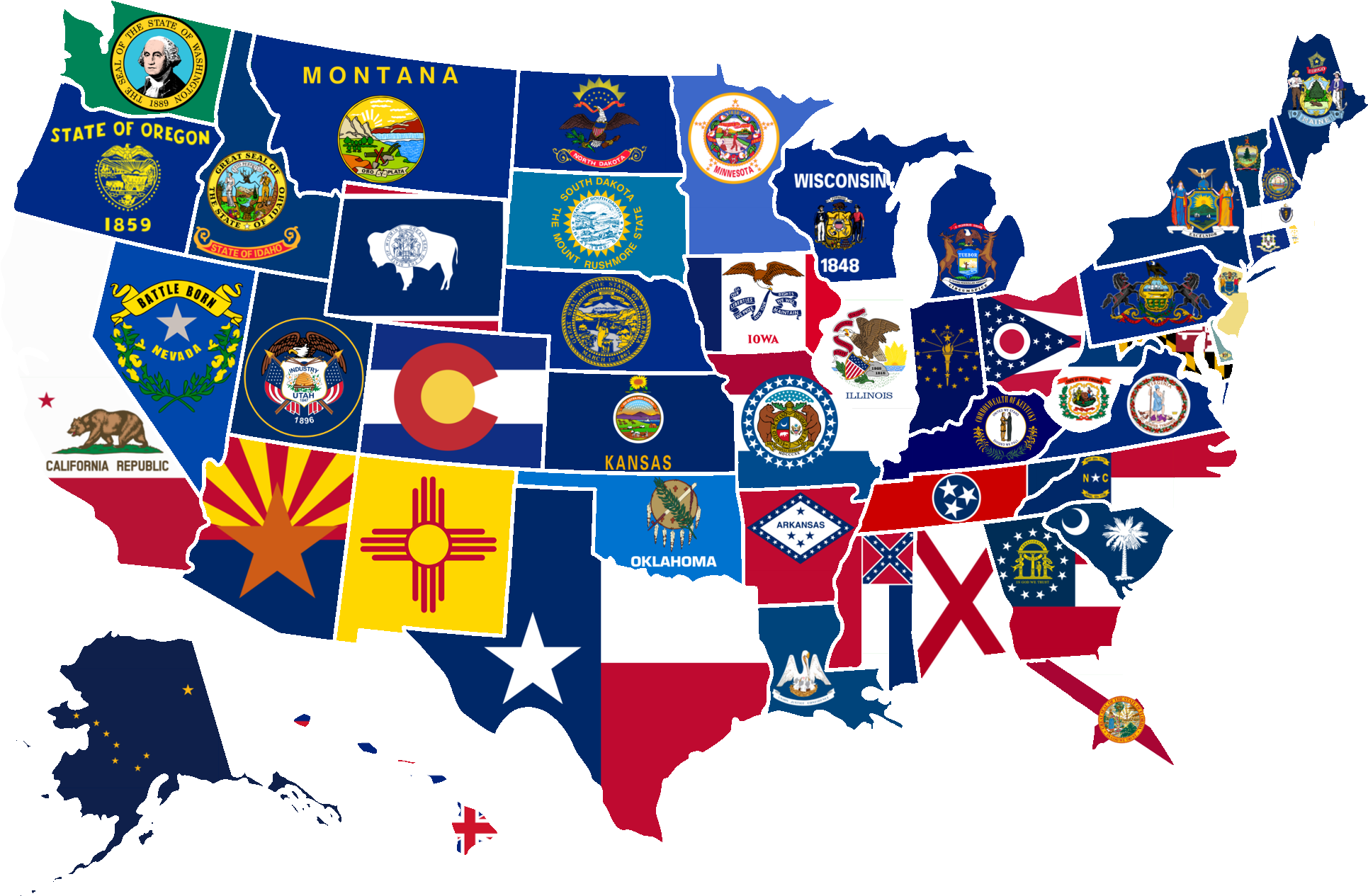869kib, 2000x1333, Us Map With State Flags Project - March Madness Map 2019 Clipart (2000x1333), Png Download