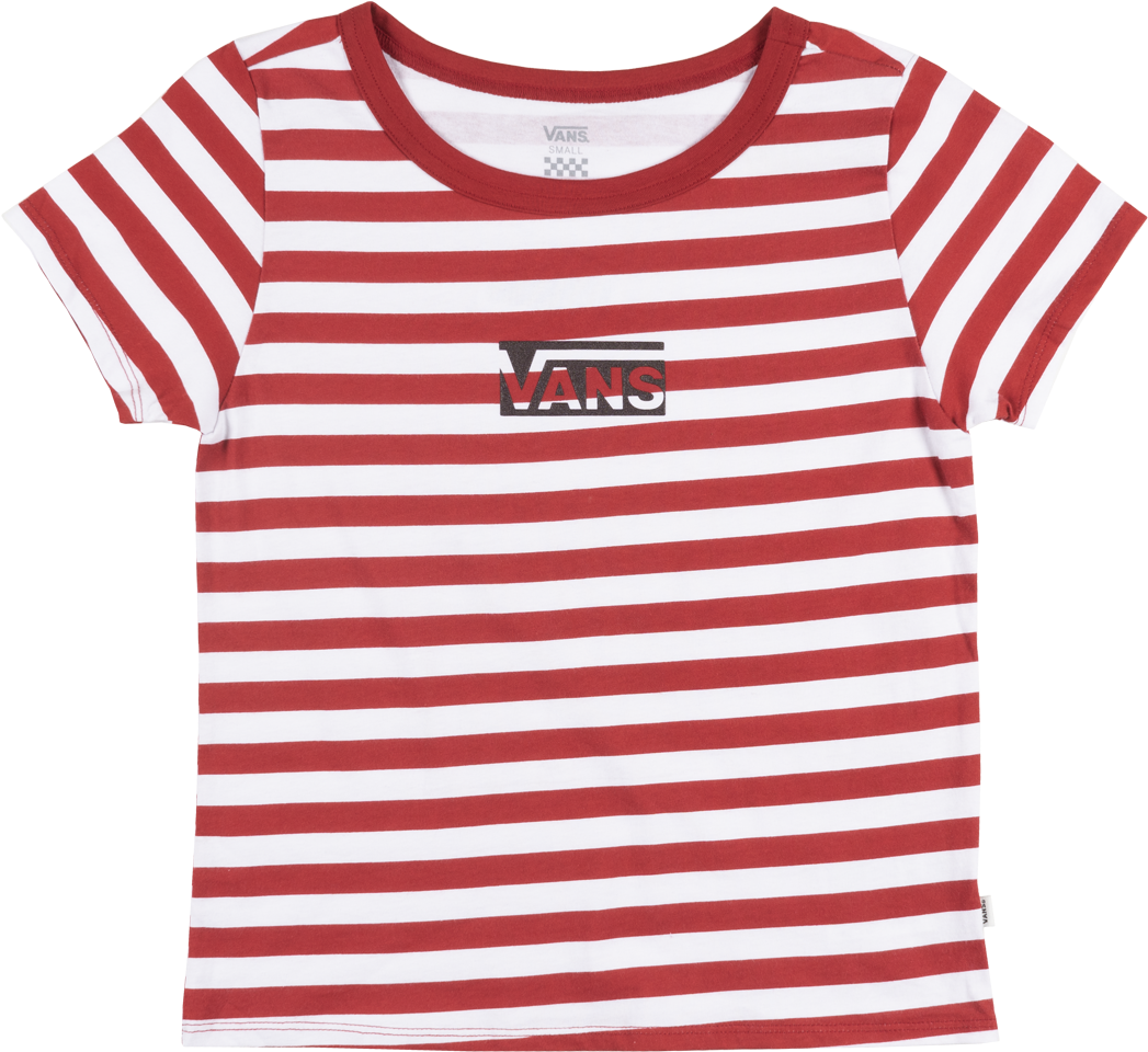 Vans Off The Wall Stripe Skimmer T-shirt Red White - Red And White Striped Vans Shirt Clipart (1115x1000), Png Download