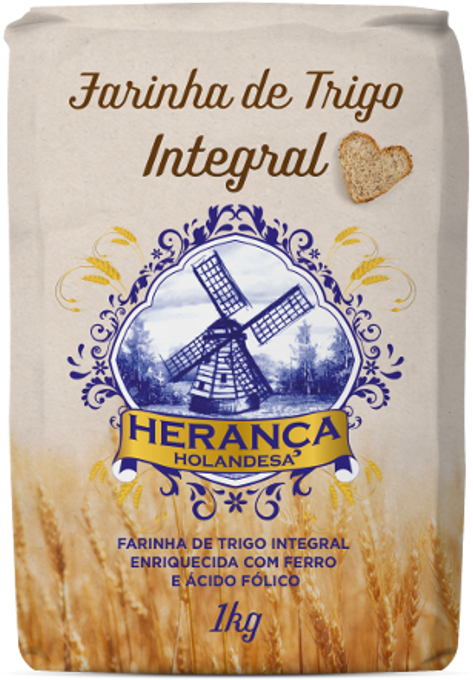 Farinha De Trigo Herança Holandesa Integral 1 E 5kg Clipart (500x714), Png Download