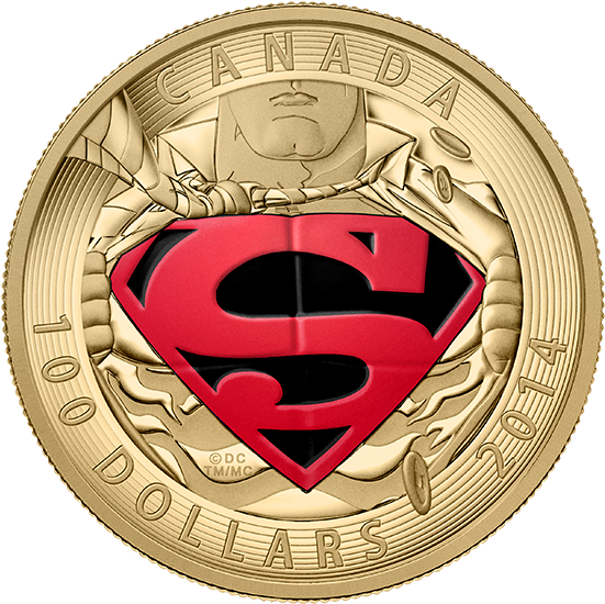 $100 14-kt Gold Coin - 2014 Gold Superman Coin Clipart (570x570), Png Download