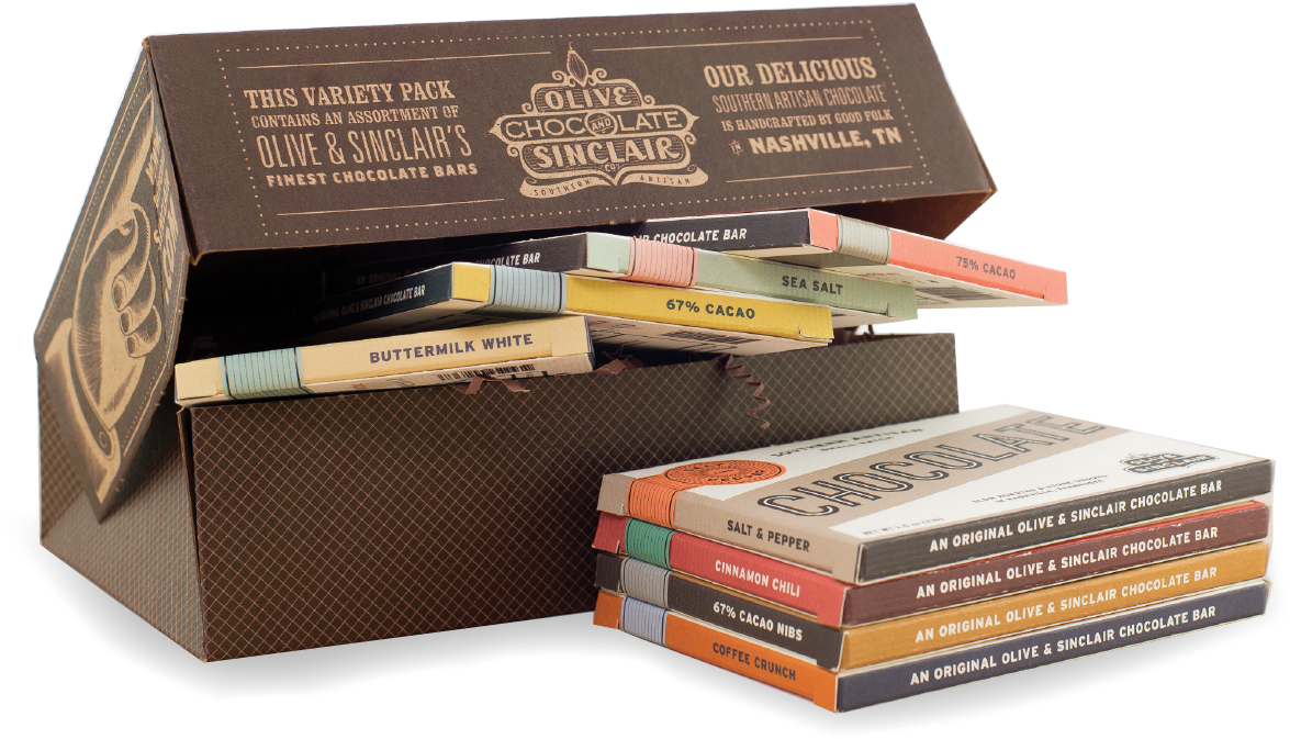 8 Bar Box Set Olive & Sinclair Chocolate Co Clipart (1200x901), Png Download