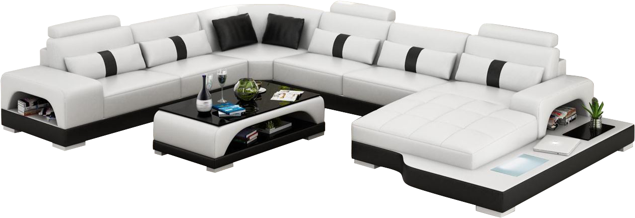 Table Cartoon Hand Painted - Connie Sectional Sofa Clipart (1366x973), Png Download