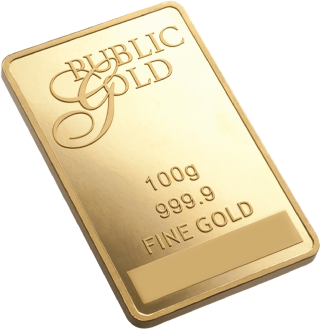 100g - Public Gold 100g Gold Bar Clipart (650x666), Png Download