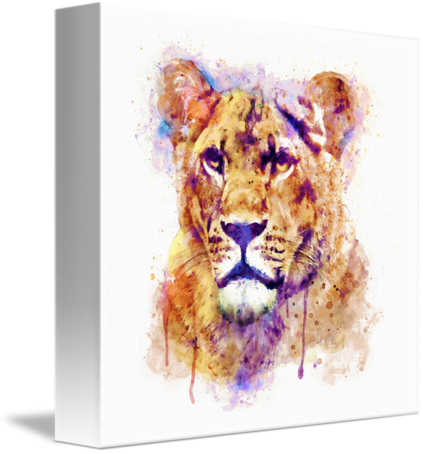 "lioness Head" By Marian Voicu, Bucharest // Watercolor - Watercolor Painting Clipart (606x650), Png Download