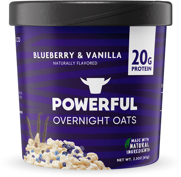 Blueberry & Vanilla Overnight Oats - Powerful Brand Overnight Oats Nutrition Facts Clipart (606x594), Png Download
