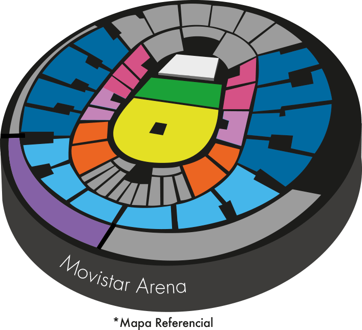 Mapa Daddy Yankee Movistar Arena - Ubicaciones Movistar Arena Luis Miguel 2019 Clipart (707x644), Png Download