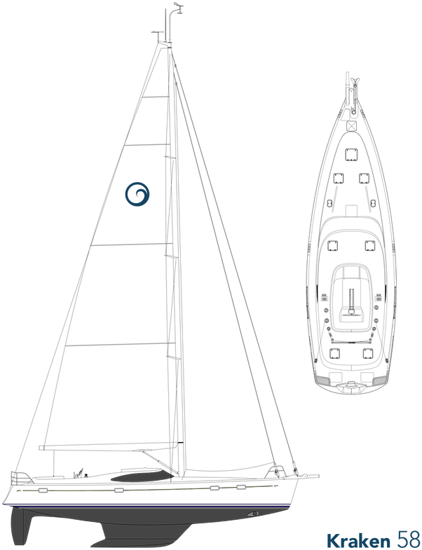 Kraken 58 Ft Luxury Sailing Yacht Sail Plan - Dinghy Sailing Clipart (640x816), Png Download