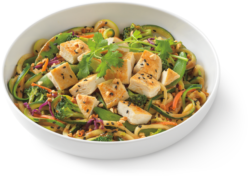 Zucchini Spicy Peanut Saute With Grilled Chicken - Noodles And Company Zucchini Spicy Peanut Saute Clipart (1050x700), Png Download