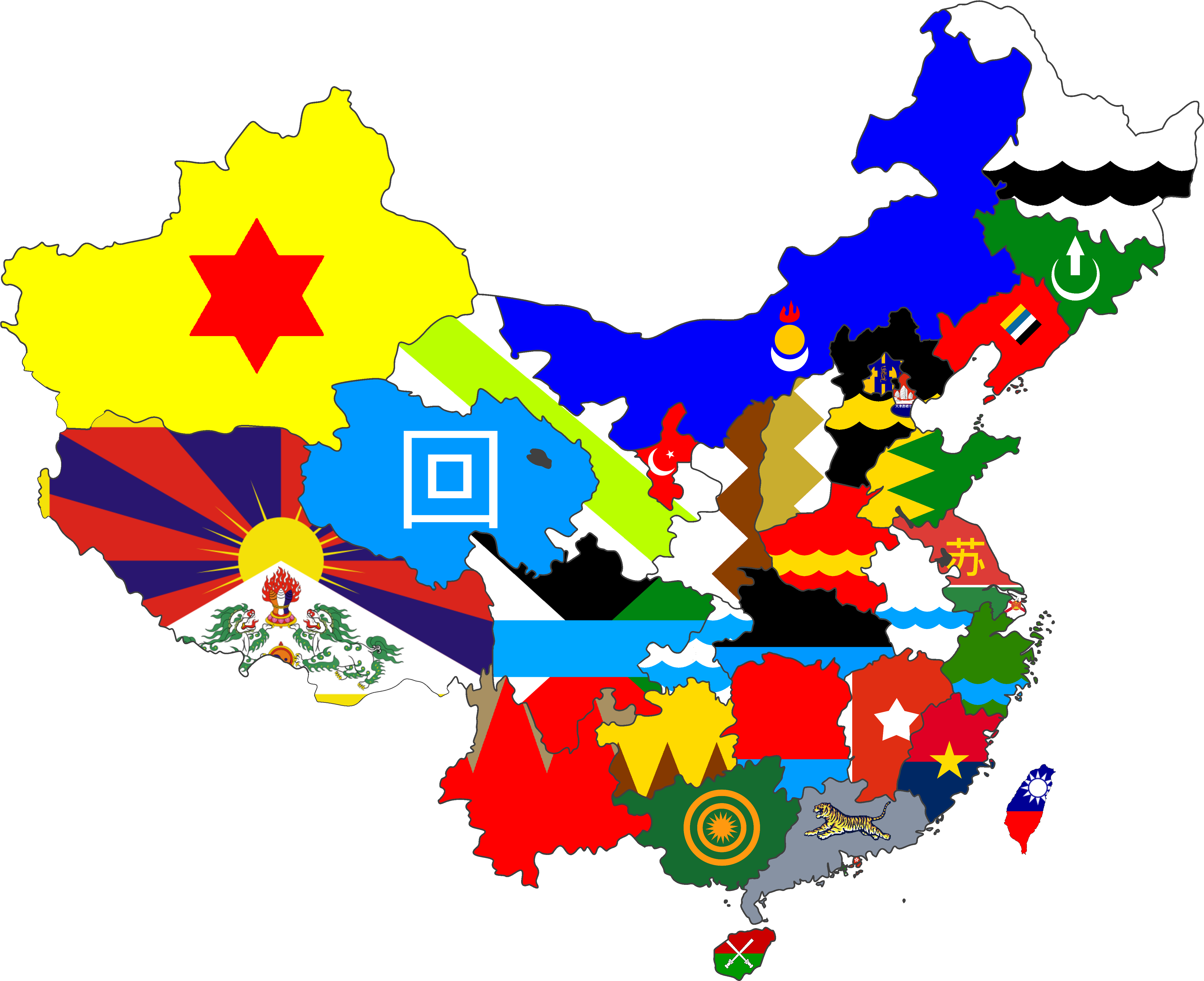 Ocflag-map For Provinces Of China - Zhengzhou In China Map Clipart (5000x4078), Png Download