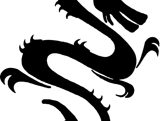 China Flag Clipart Outline - Black Chinese Dragon Clipart - Png Download (640x480), Png Download