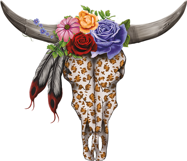 Bull Skull And Flower Clipart (675x675), Png Download