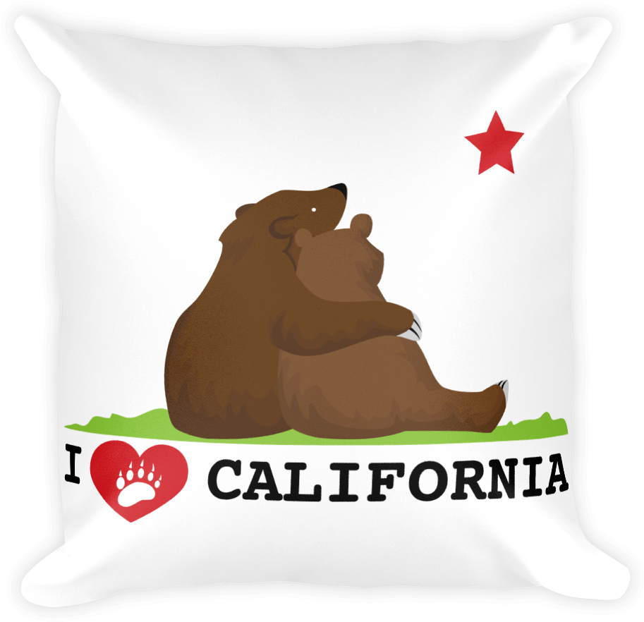 Decorative Throw Pillow / California Love Bear State - Grizzly Bear Clipart (1000x895), Png Download