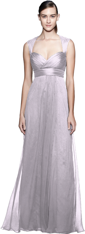 Amsale Bridesmaids Chiffon G - Wedding Dress Clipart (560x840), Png Download