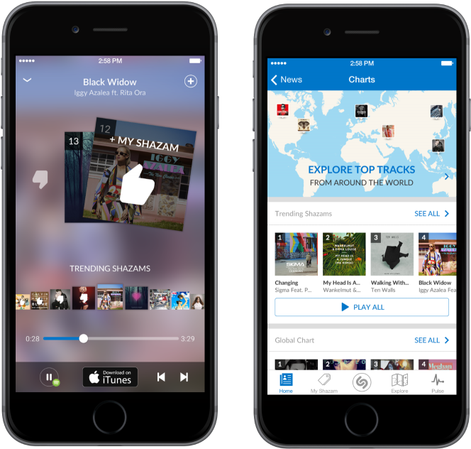 Shazam Mobile Update Adds In-app Music Player, Deeper - Iphone Clipart (730x647), Png Download