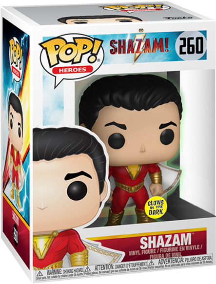 Shazam Glow Us Exclusive Pop Vinyl Figure - Funko Pop Shazam Movie Clipart (600x600), Png Download