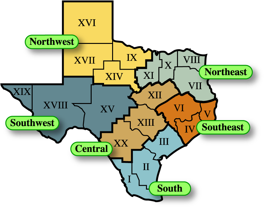 Tctm Regions - Texas Regions North West Clipart (858x672), Png Download