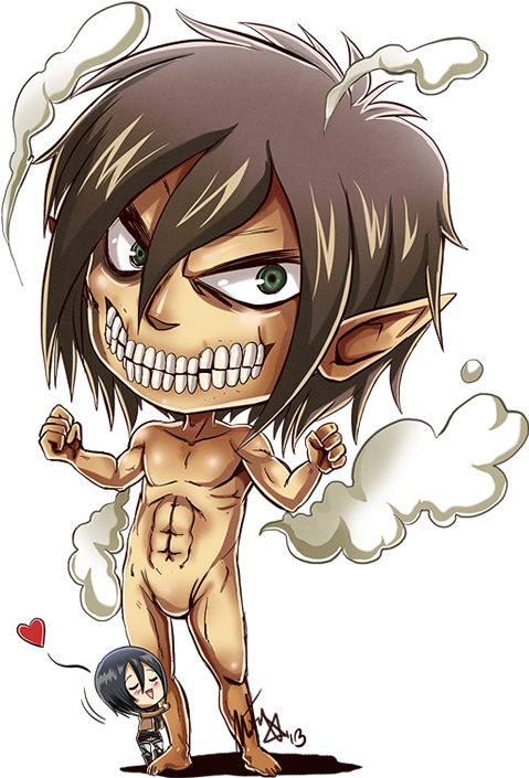 Titan Png - Shingeki No Kyojin Chibi Eren Titan Clipart (548x738), Png Download