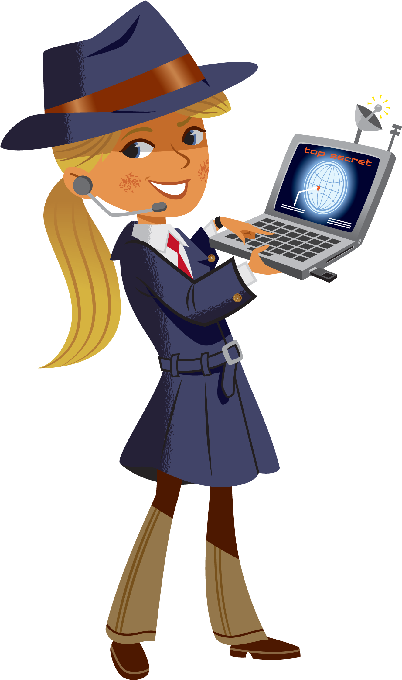Spies Clipart - Female Secret Agent Clipart - Png Download (1421x2338), Png Download