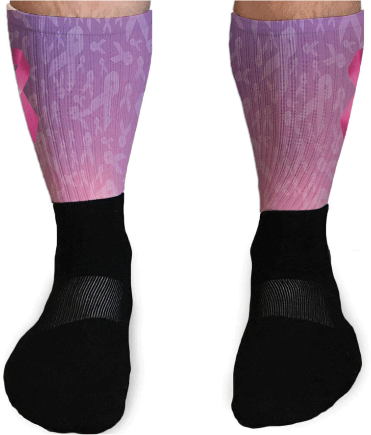 Breast Cancer Support Athletic Or Compression Socks - Hockey Sock Clipart (757x887), Png Download