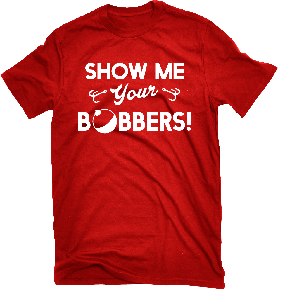 Show Me Your Bobbers Funny Fishing T Shirt Fishing - Famous Brand Logo Parody Clipart (996x997), Png Download