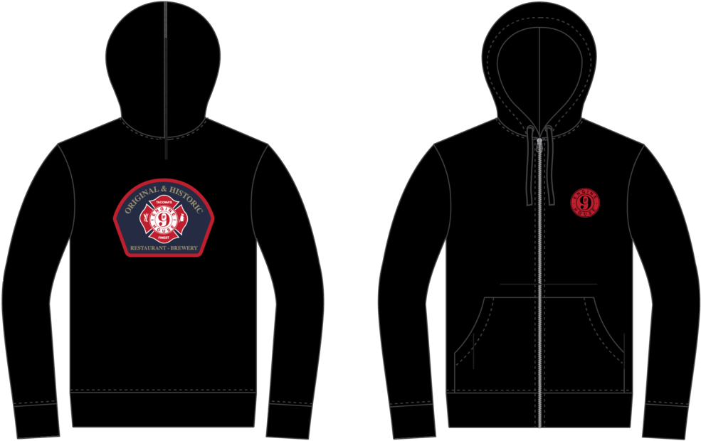 Fire Badge Zip Up Hoodie - Blank Hoodie Template Clipart (1000x653), Png Download
