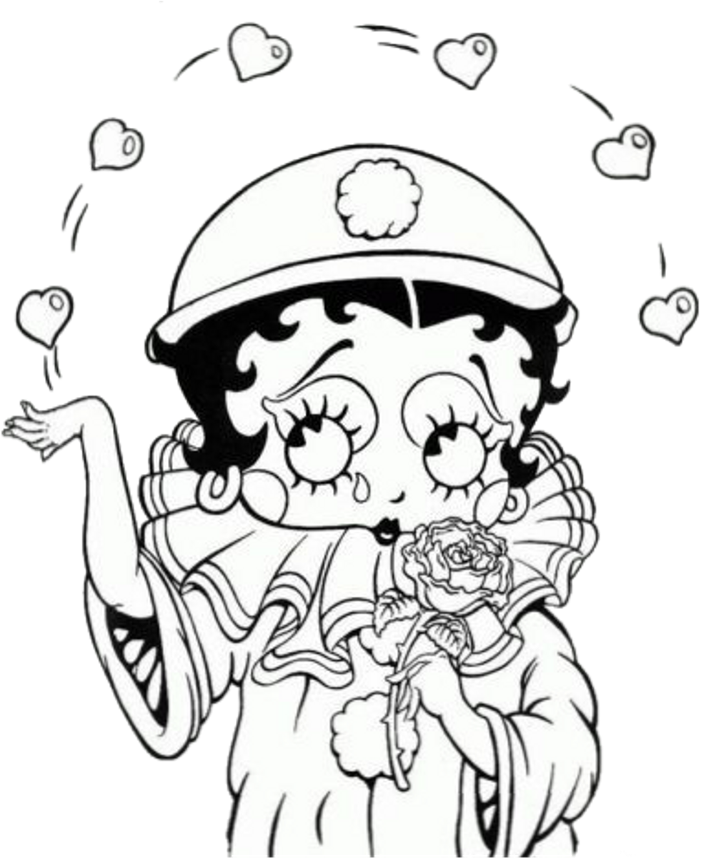 #betty #boop #clown #freetoedit - Betty Boop Coloring Pages Clipart (1024x1201), Png Download