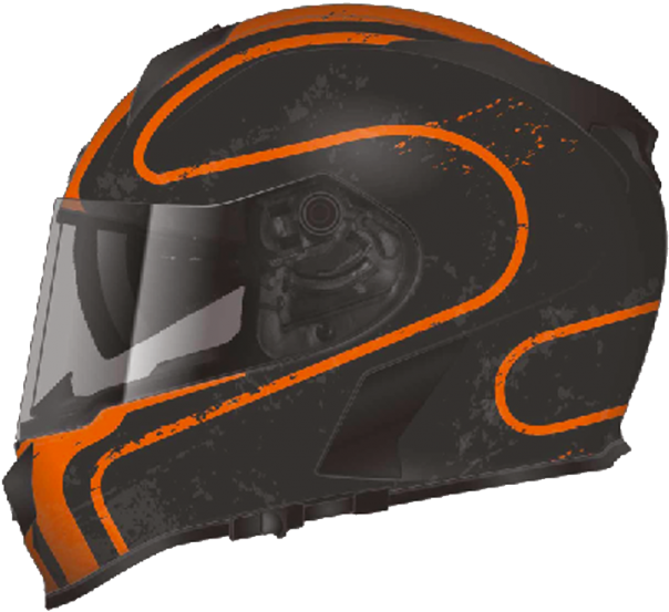 T 14 Tracer Orange Black 2 - Motorcycle Helmet Clipart (688x724), Png Download