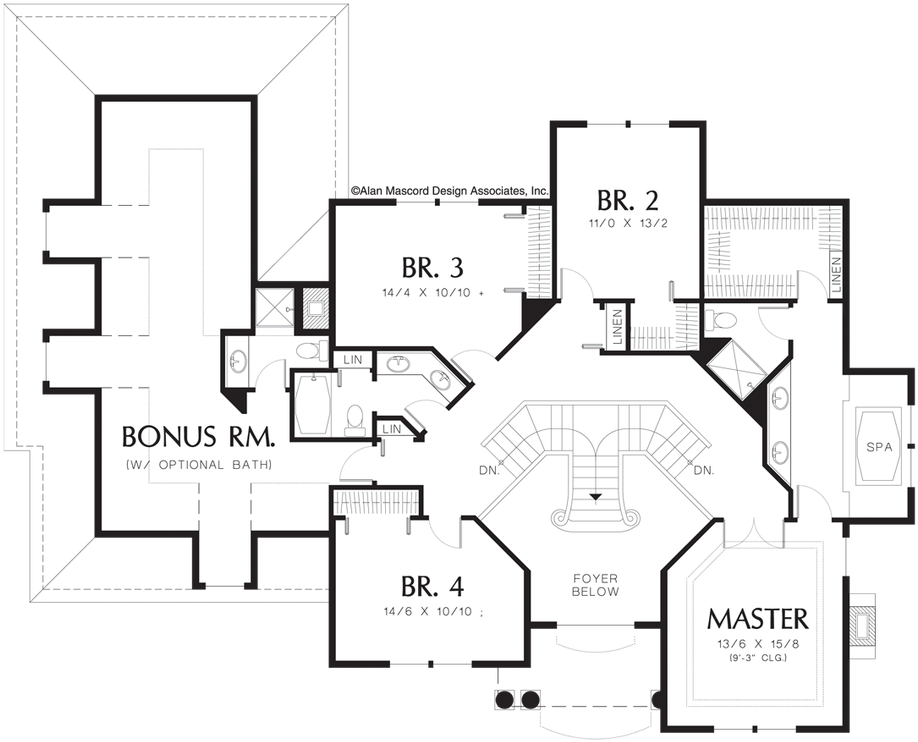 Upper Floor Plan Of Mascord Plan The Brooksville Double - Floor Plan Clipart (1015x847), Png Download