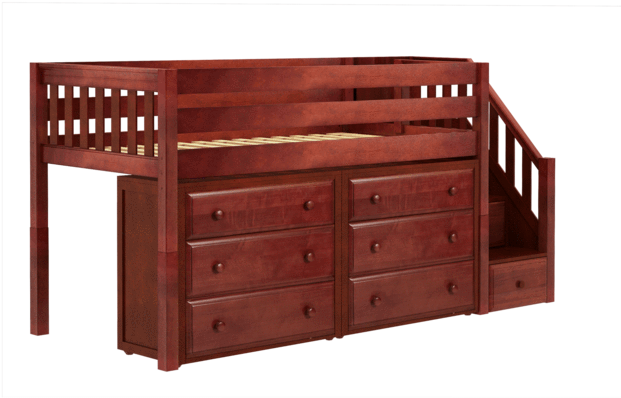 Twin Low Loft Bed With Staircase Storage - Cabinetry Clipart (656x656), Png Download