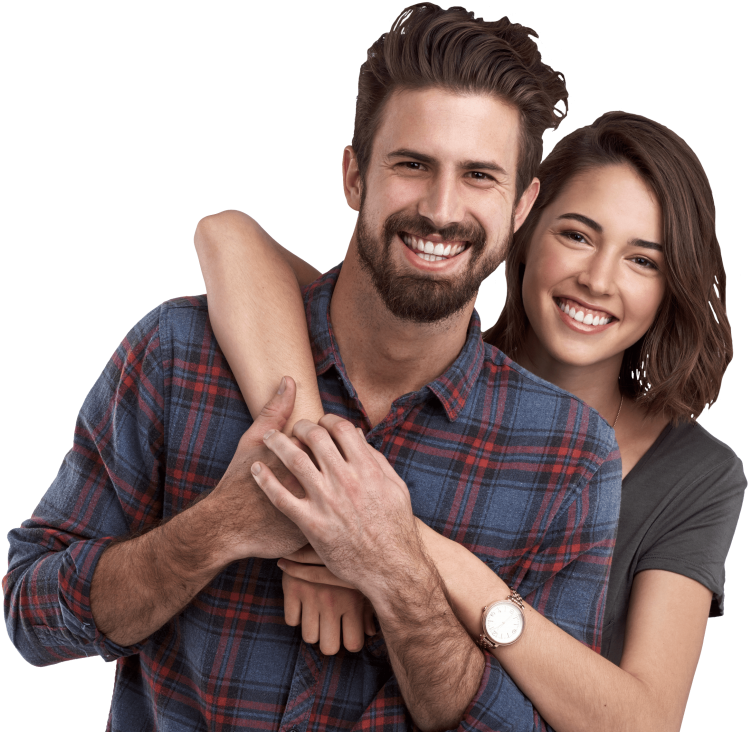 Couple Posing And Smiling Flipped - Couple Posing Png Clipart (748x732), Png Download