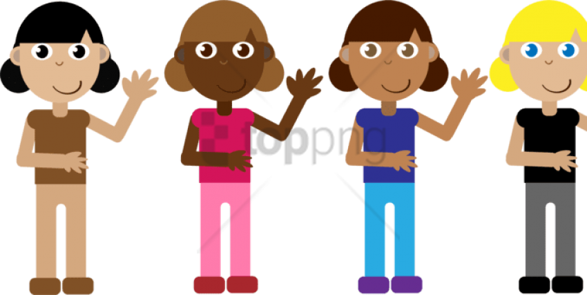 Free Png Cartoon Group Of Girls Png Image With Transparent - Cartoon Group Of Girls Png Clipart (850x427), Png Download