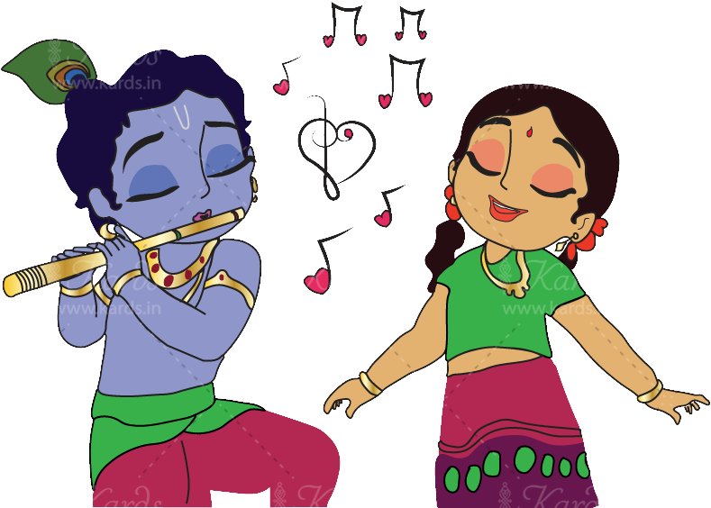 Cute Radhe Krishna Invitation Invitation - Cute Cartoon Pic Of Radha Krishna Clipart (803x619), Png Download