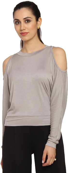 Grey Bare Shoulder Top - Photo Shoot Clipart (440x750), Png Download