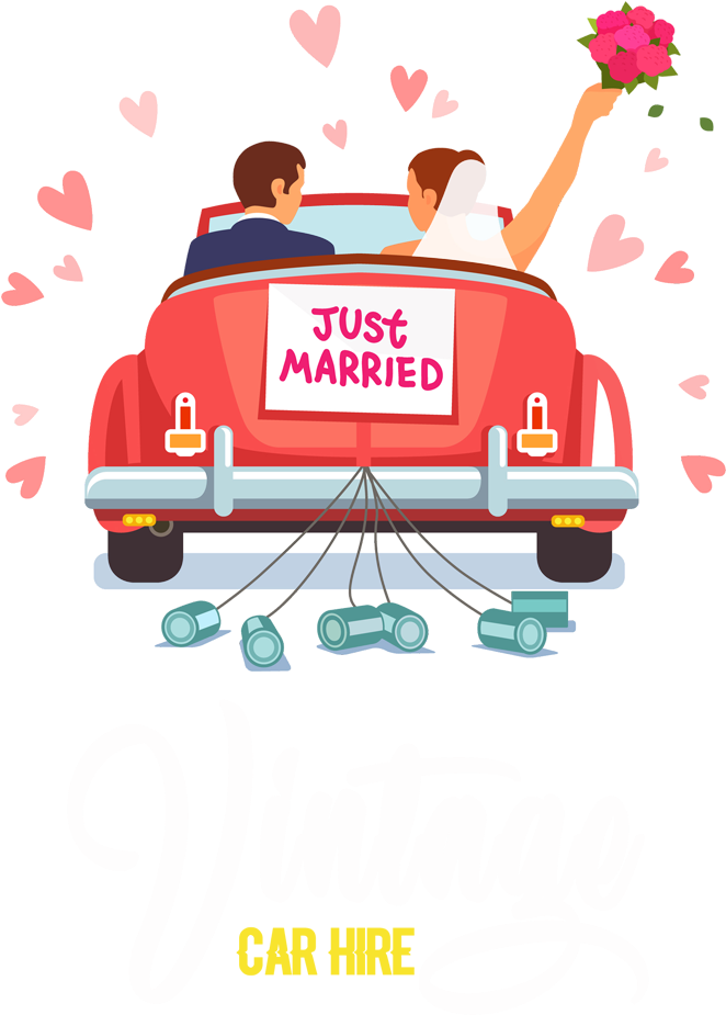 Vintage Car Hire Logo - Just Married Car Cartoon Clipart - Large Size Png I...