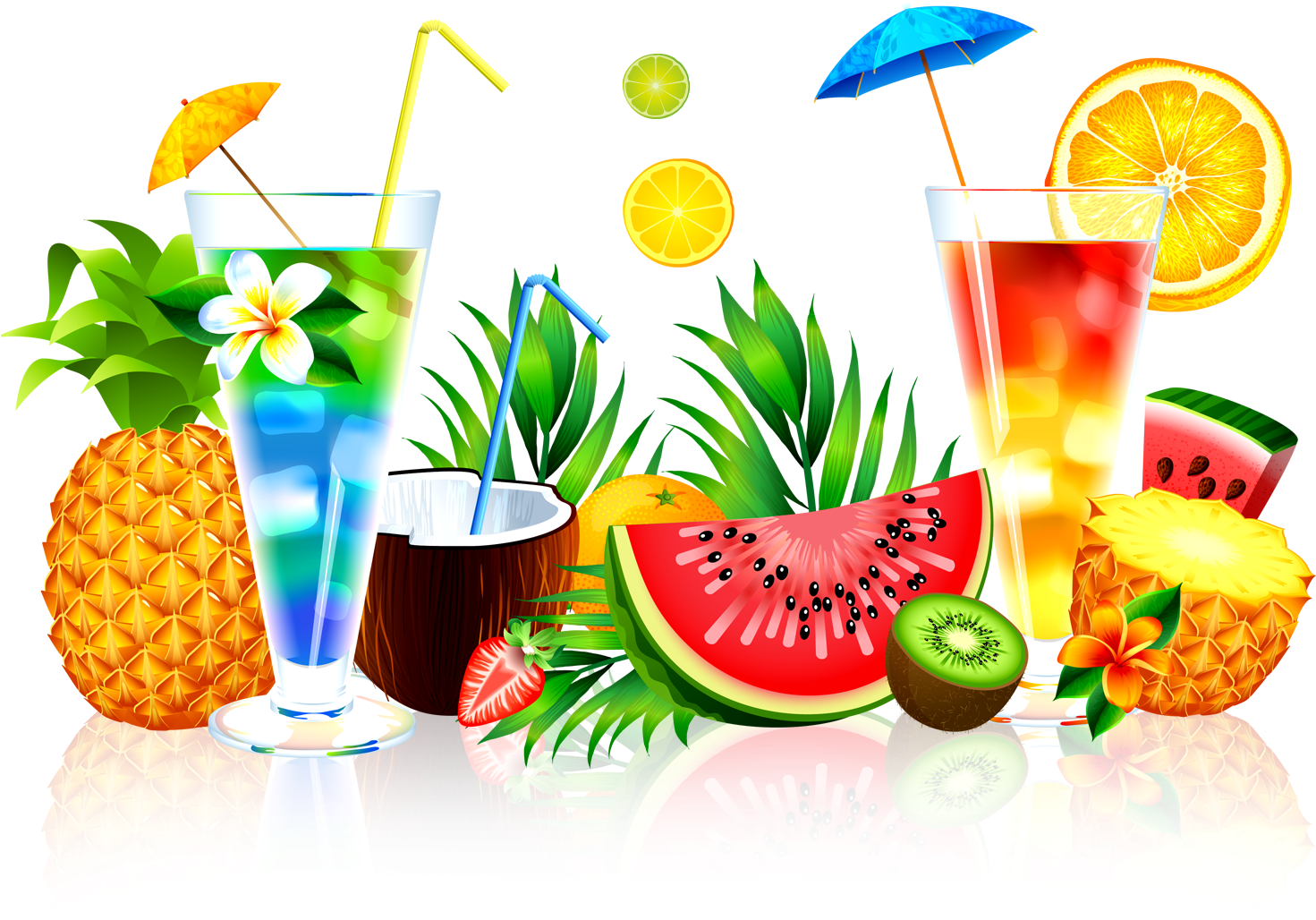 Picture Transparent Beach Transparent Fruit - Summer Juice Png Clipart (1483x1519), Png Download